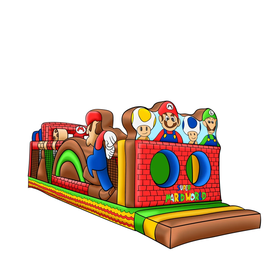 35ft Mario Brothers Obstacle Course Rental | Double Lane Inflatable Adventure